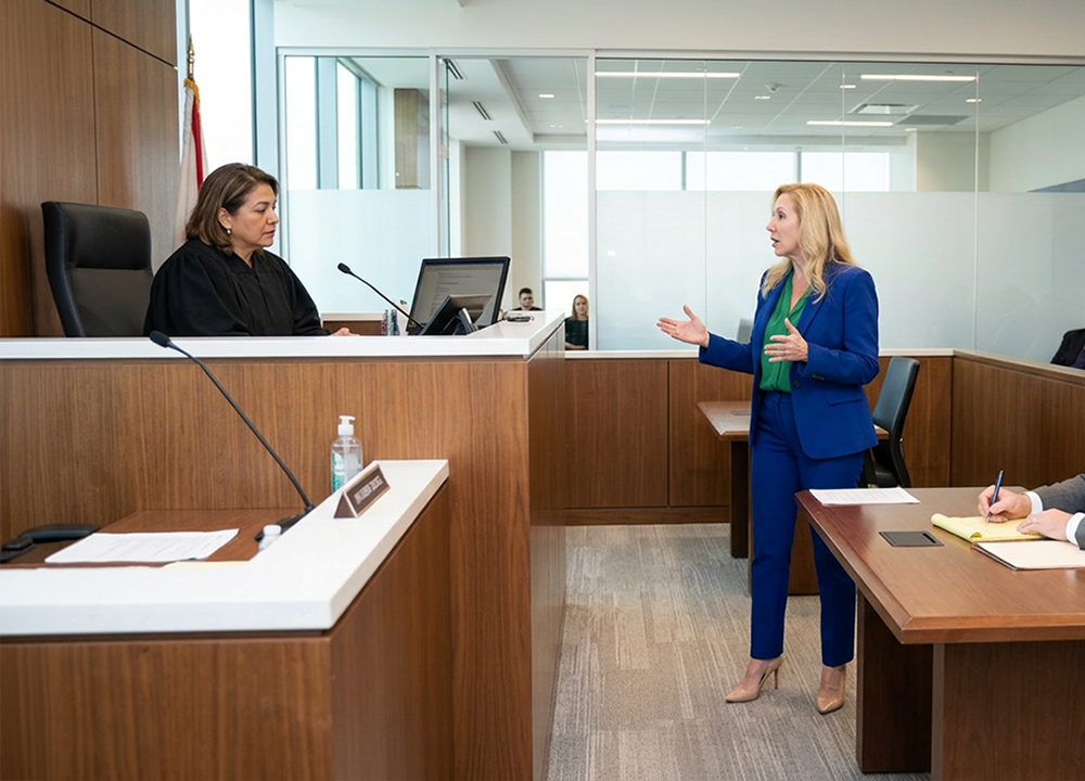 Attorney Rhonda A. Miller attends a probate administration hearing.