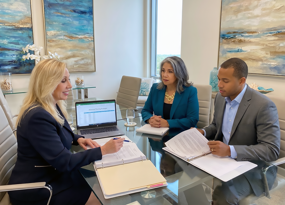 Attorney Rhonda A. Miller meets with clients for advanced estate planning strategies.