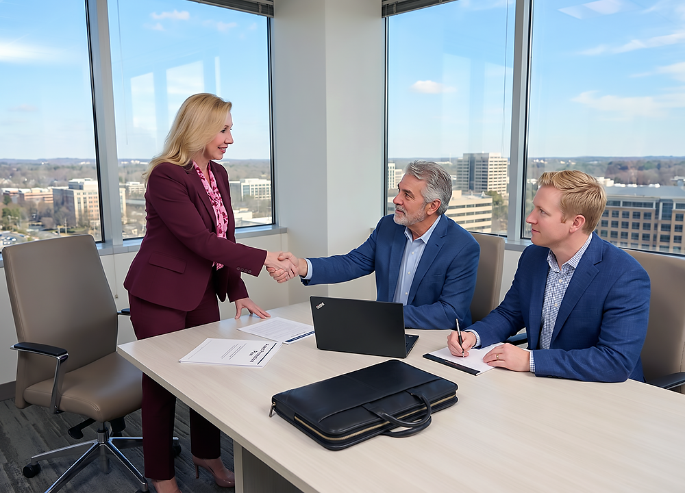 Attorney Rhonda A. Miller meets with clients to create an asset protection plan.