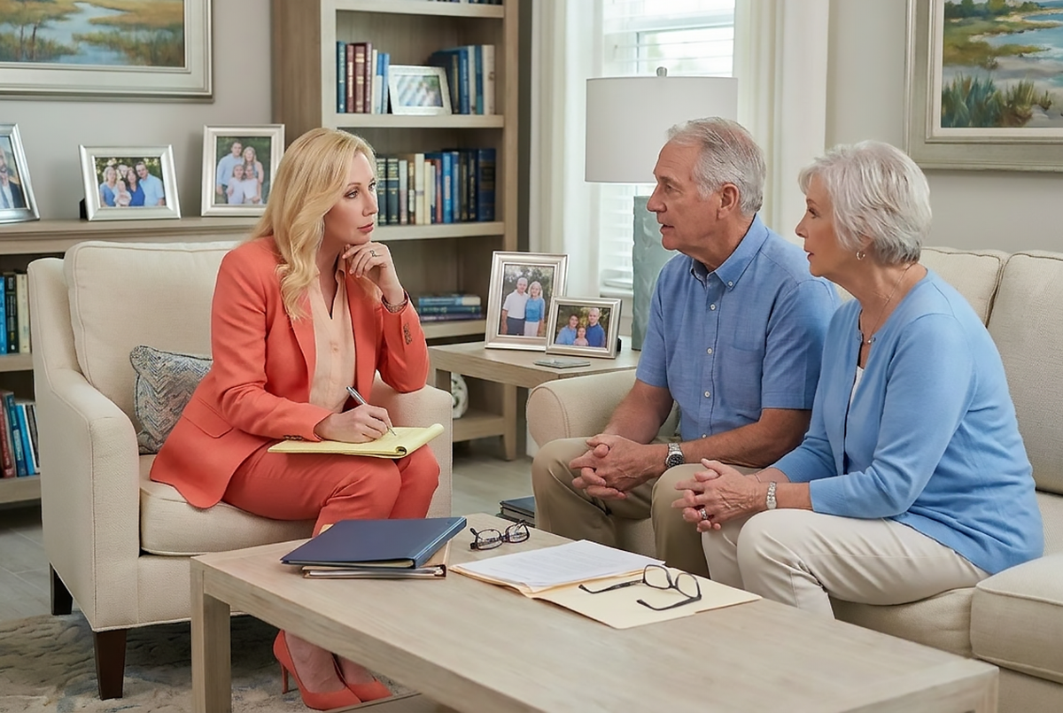 Attorney Rhonda Miller meeting with clients
