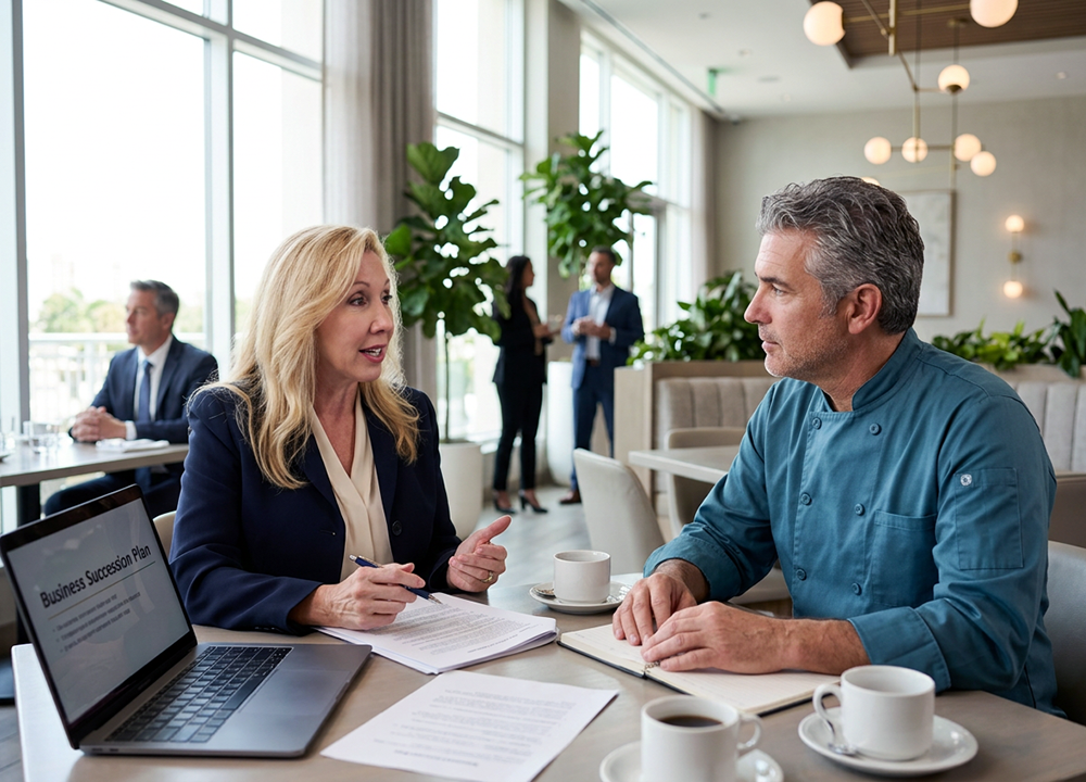 Attorney Rhonda A. Miller meets with a business owner to create a succession plan.