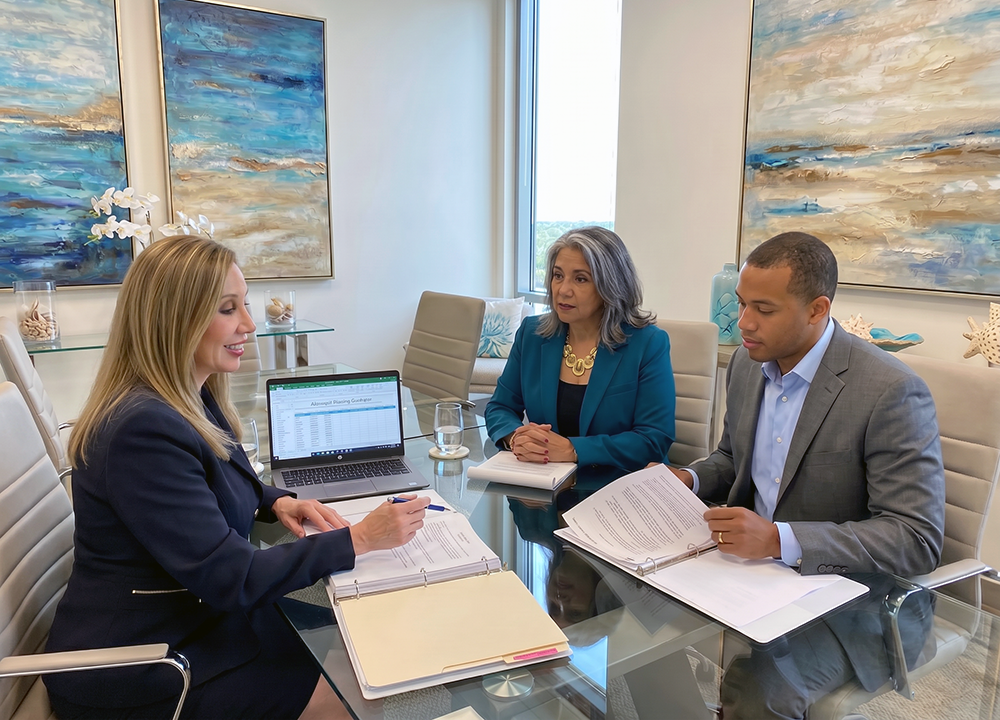 Attorney Rhonda A. Miller meets with clients of Miller Legal Group.